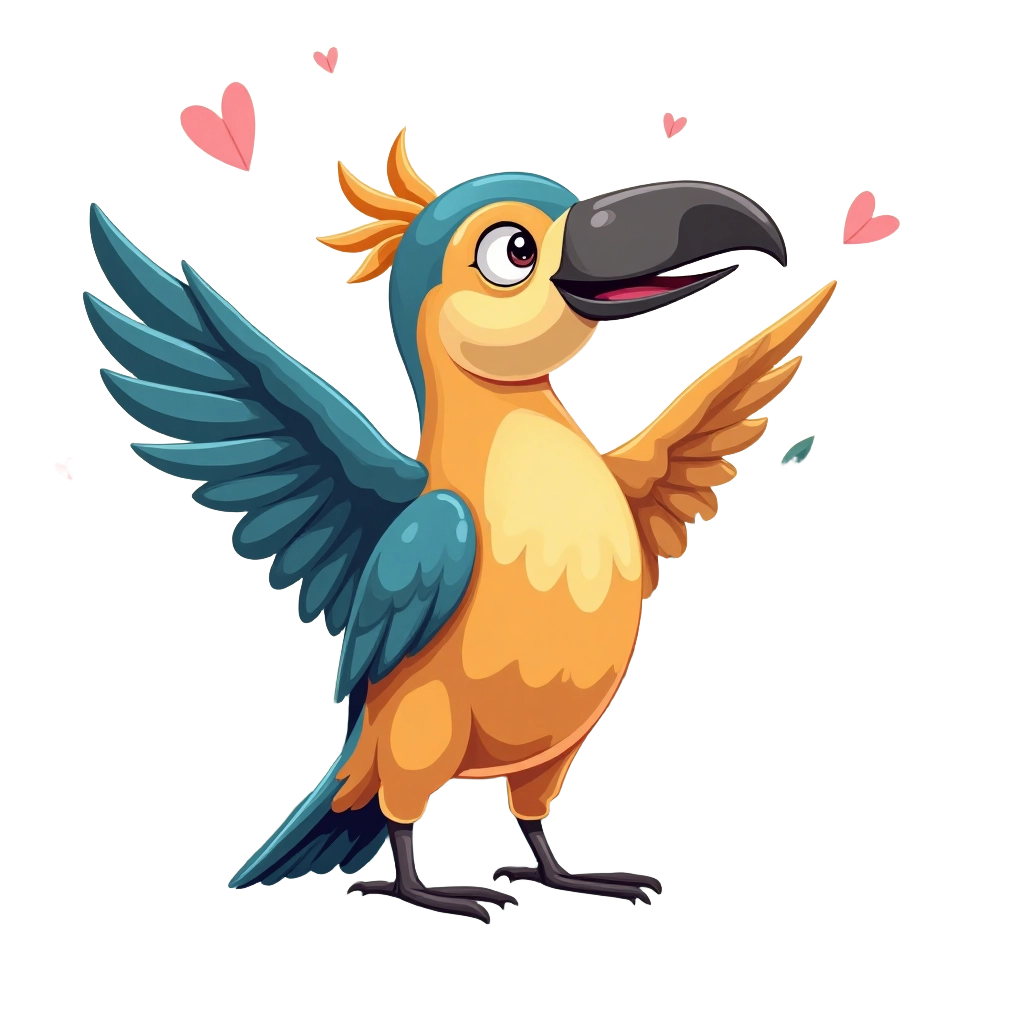 Cute Parrot with Hearts